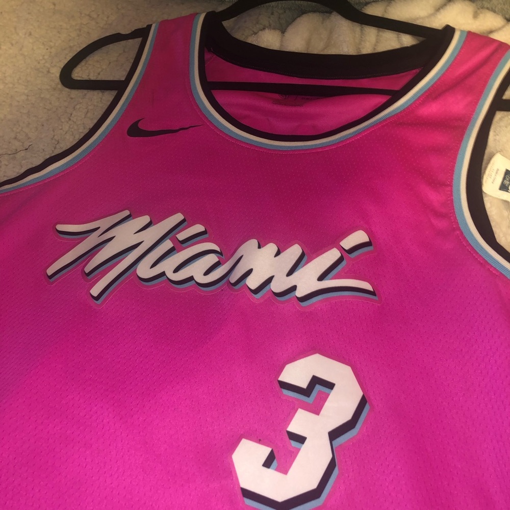 authentic nike miami heat wade jersey size L